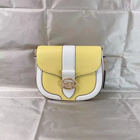 Handbags - COACH C8296 GEORGIE SADDLE BAG IN COLORBLOCK GOLD/RETRO YELLOW/CHALK